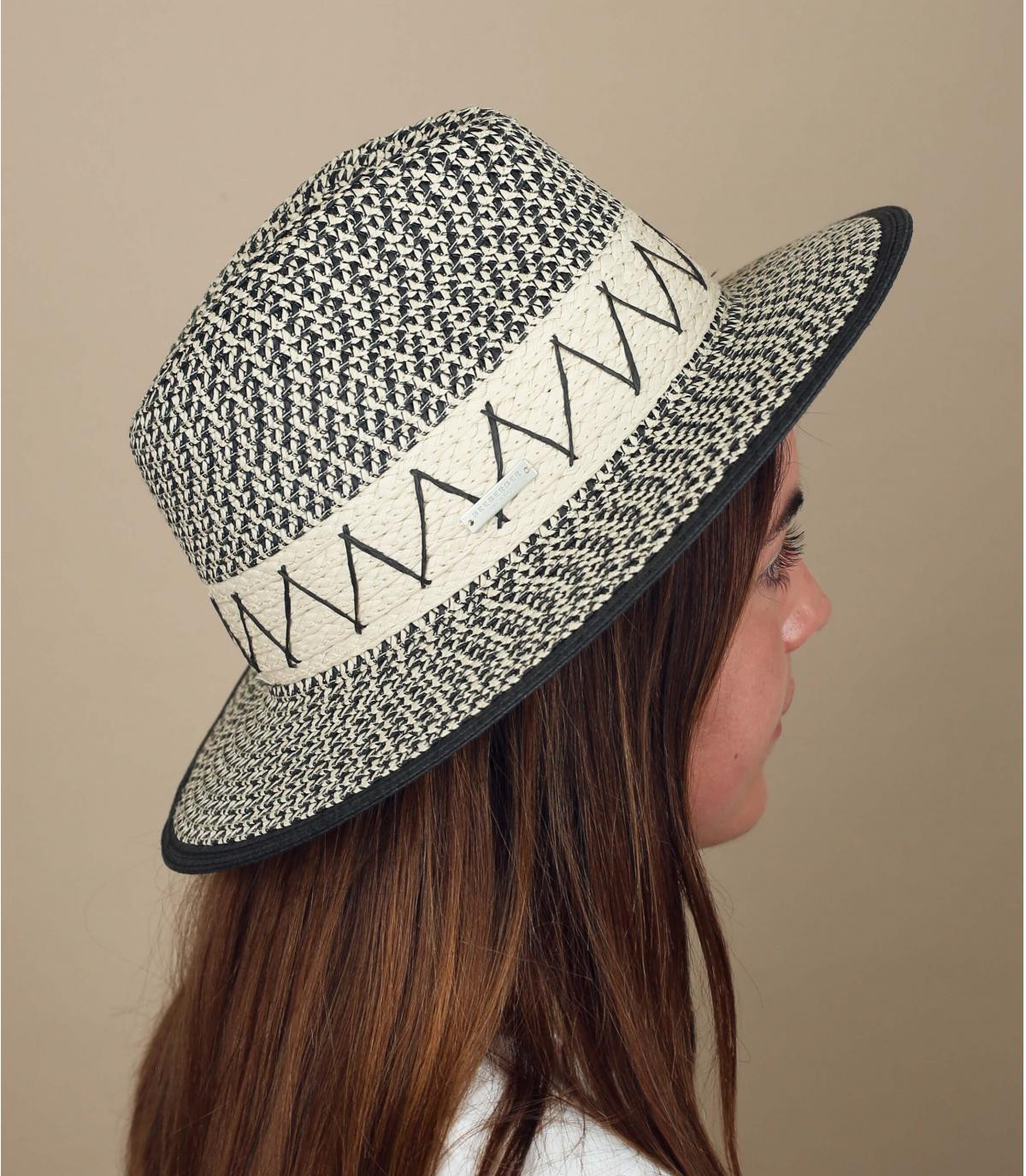 Maravilloso Infidelidad inicial Sombrero paja negro blanco - Paper Fedora zigzag Seeberger : Headict Maravilloso Infidelidad inicial Sombrero paja negro blanco - Paper Fedora zigzag Seeberger : Headict