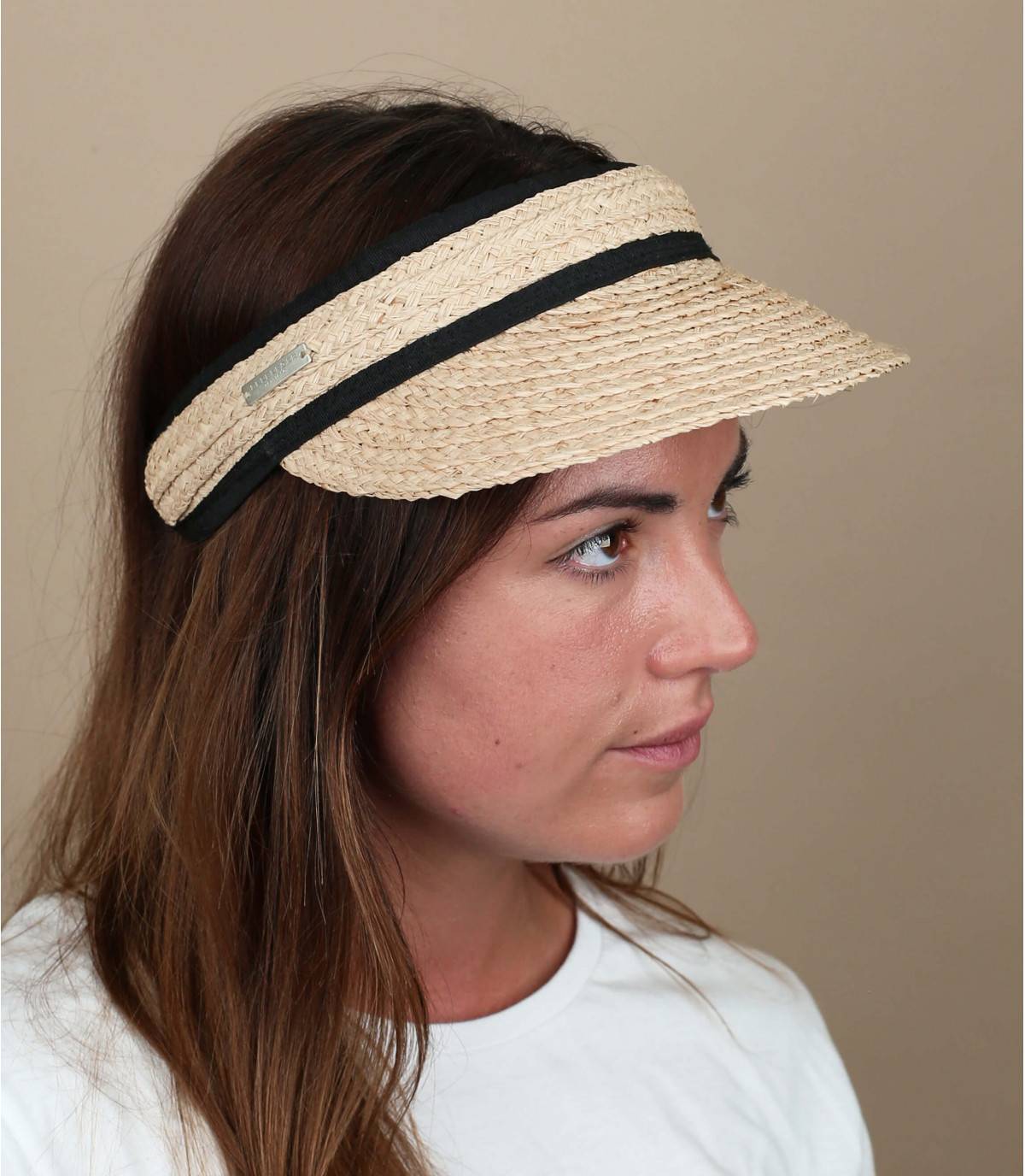 Visera paja beis Linen black Seeberger : Headict