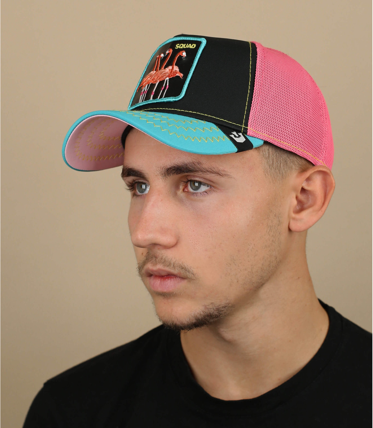 Gorra Goorin Bros flamengos negro y rosa